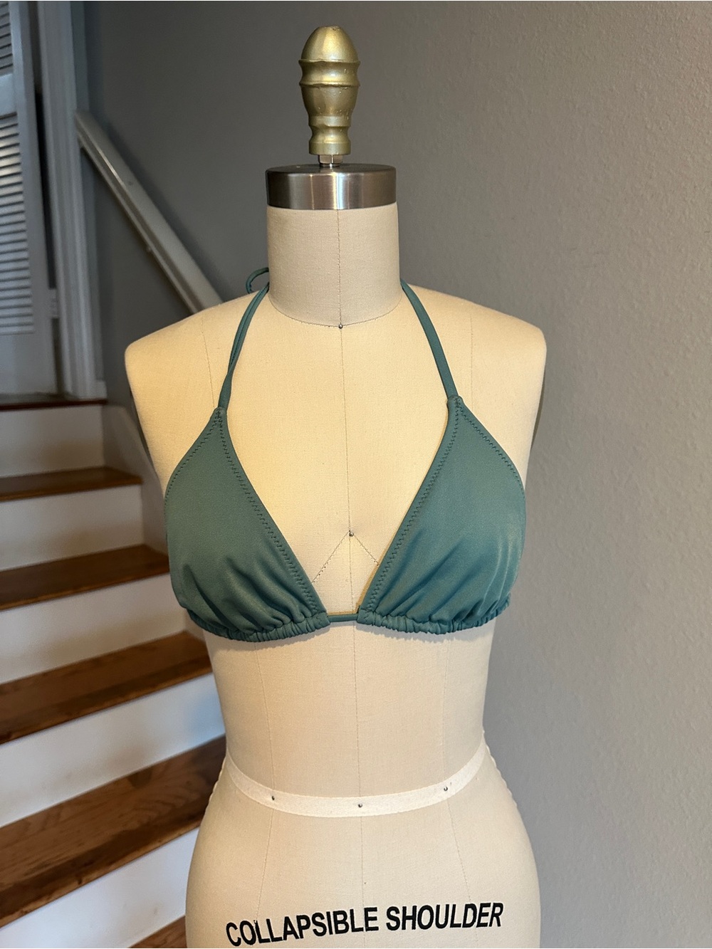 J Crew Perfect String Bikini Top Celery Green - Picture 2 of 5